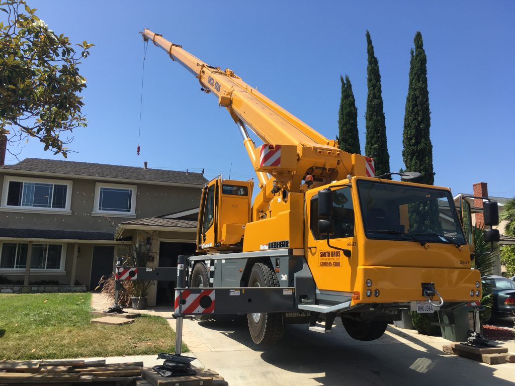 Smith Bros crane working on a new home
