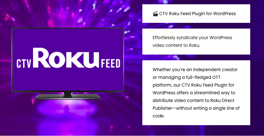 CTV Roku Feed for WordPress
