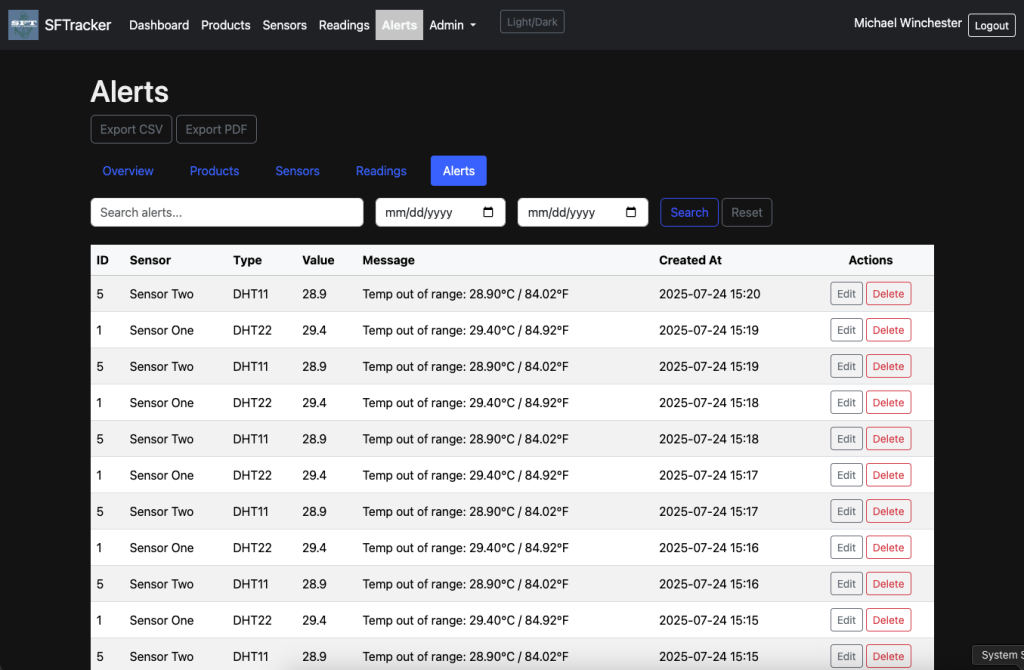Alerts Console lets you view all the current Sensor Alerts in one place.