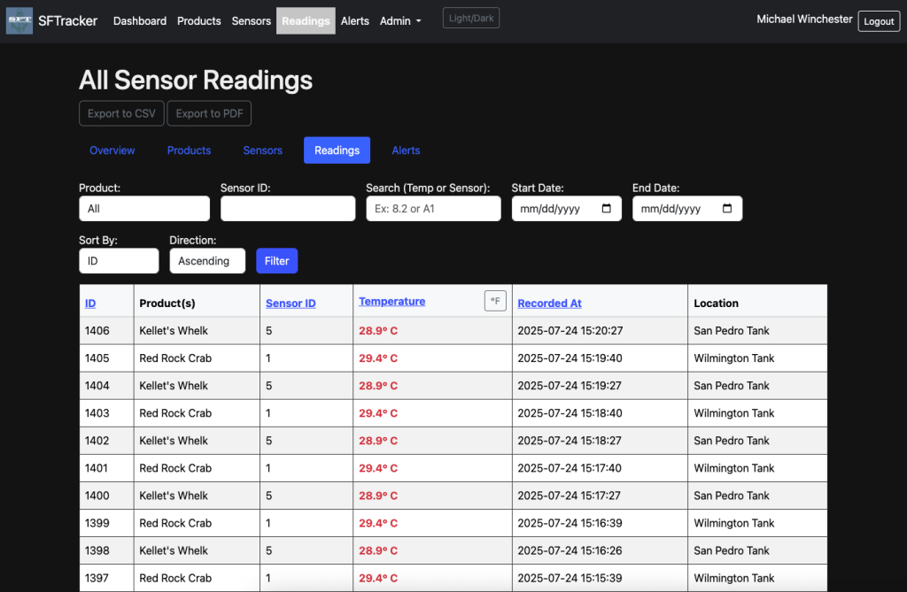 Sensor Readings is where you will find the Readings for all connected Sensors